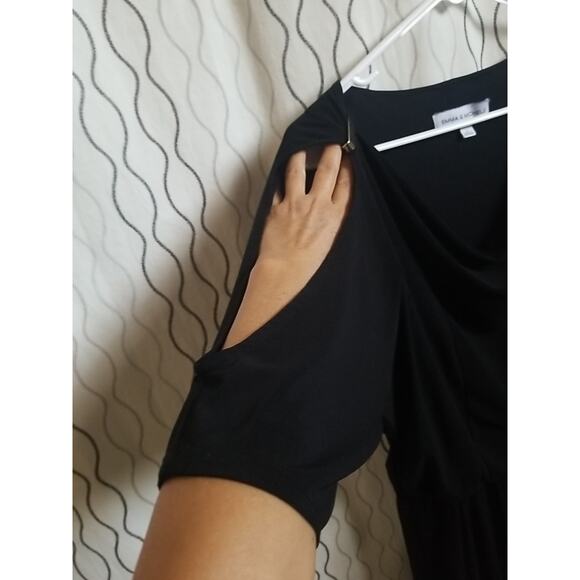 Emma & Michele Women Elegant Cold Sleeve Wide Straight Leg Jumpsuit Black Size L - Picture 16 of 16